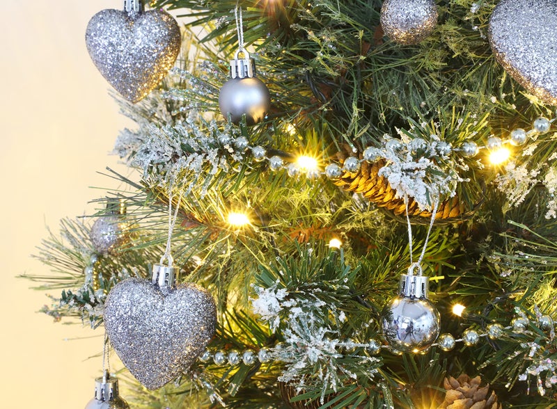 Christmas ConceptsÂ® Pack of 25-25mm Mini Christmas Tree Baubles - Shiny, Matte & Glitter Decorated Ornaments (Graphite Grey) - Image 2